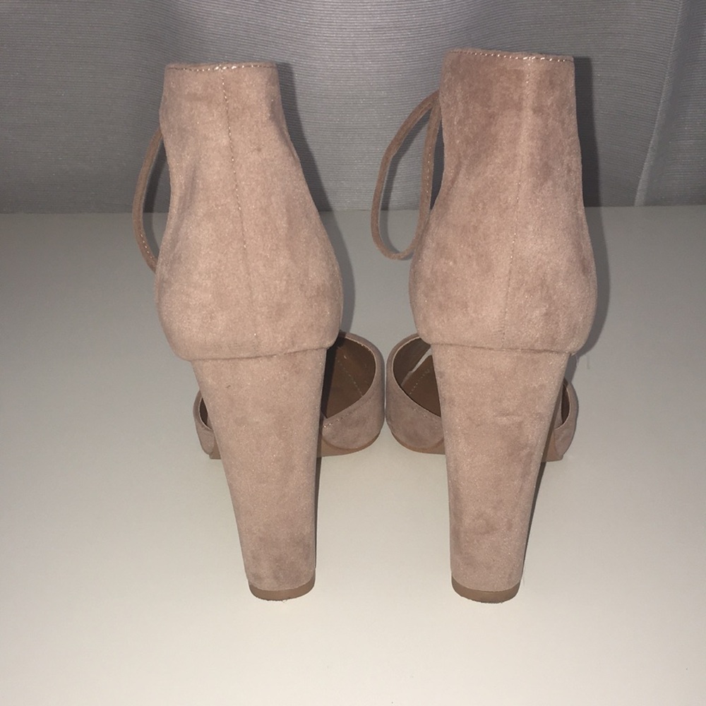 Taupe Suede Lace-Up Heels - Picture 5 of 5